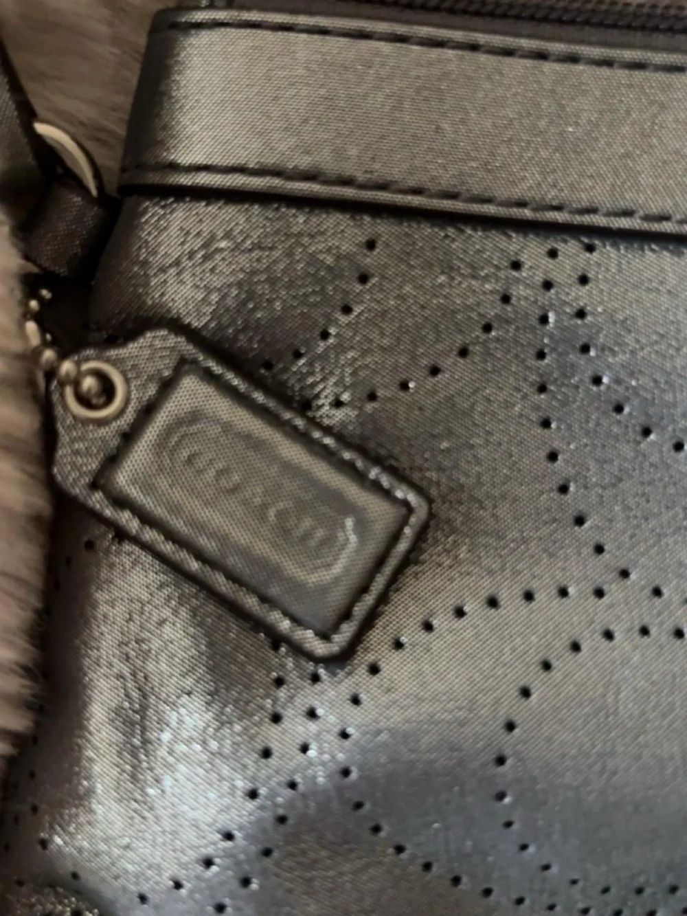 Coach Shimmering Gunmetal Wristlet